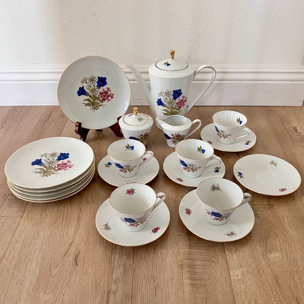 20 PCs Schumann Arzberg Germany Tea Set For 6 (5 Cups) Morning Glory Vintage‎